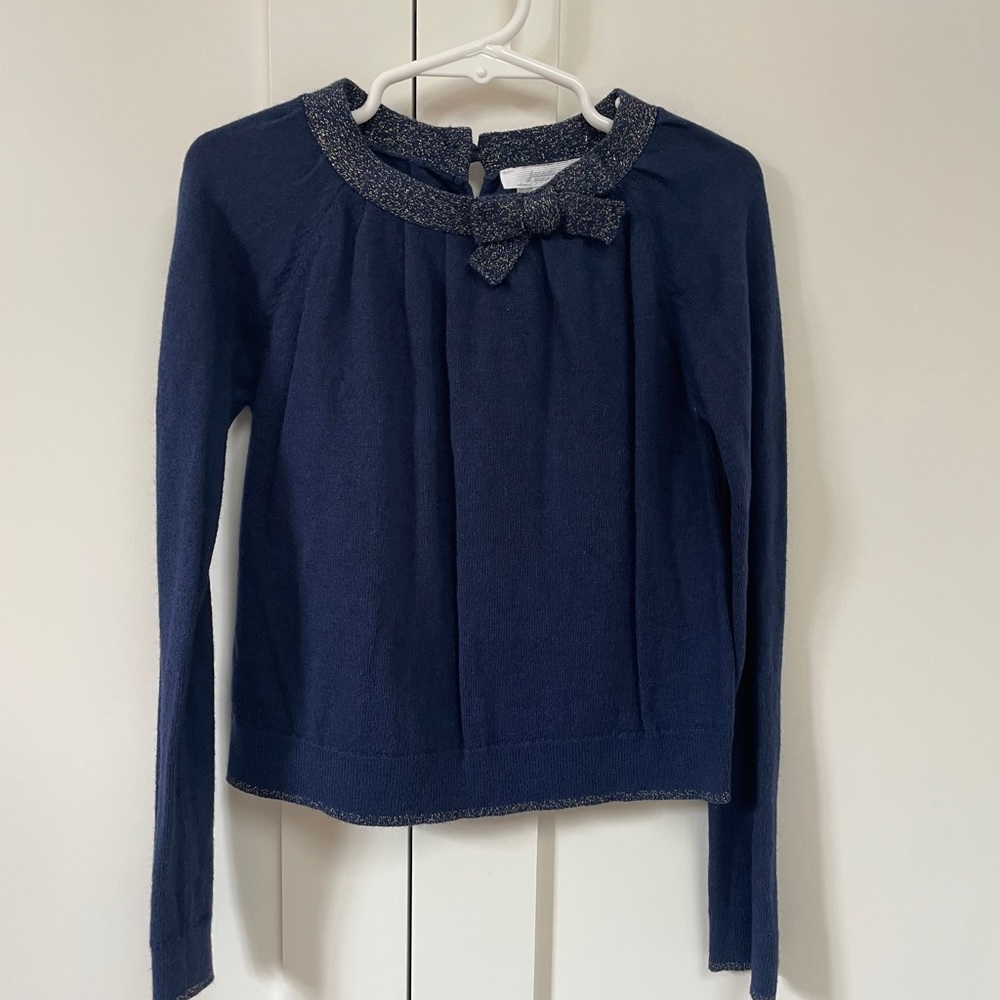Jacadi Girl’s Navy Holiday Sweater, Size 8